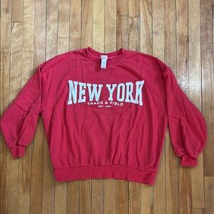 H&M Red New York Track & Field Sweatshirt